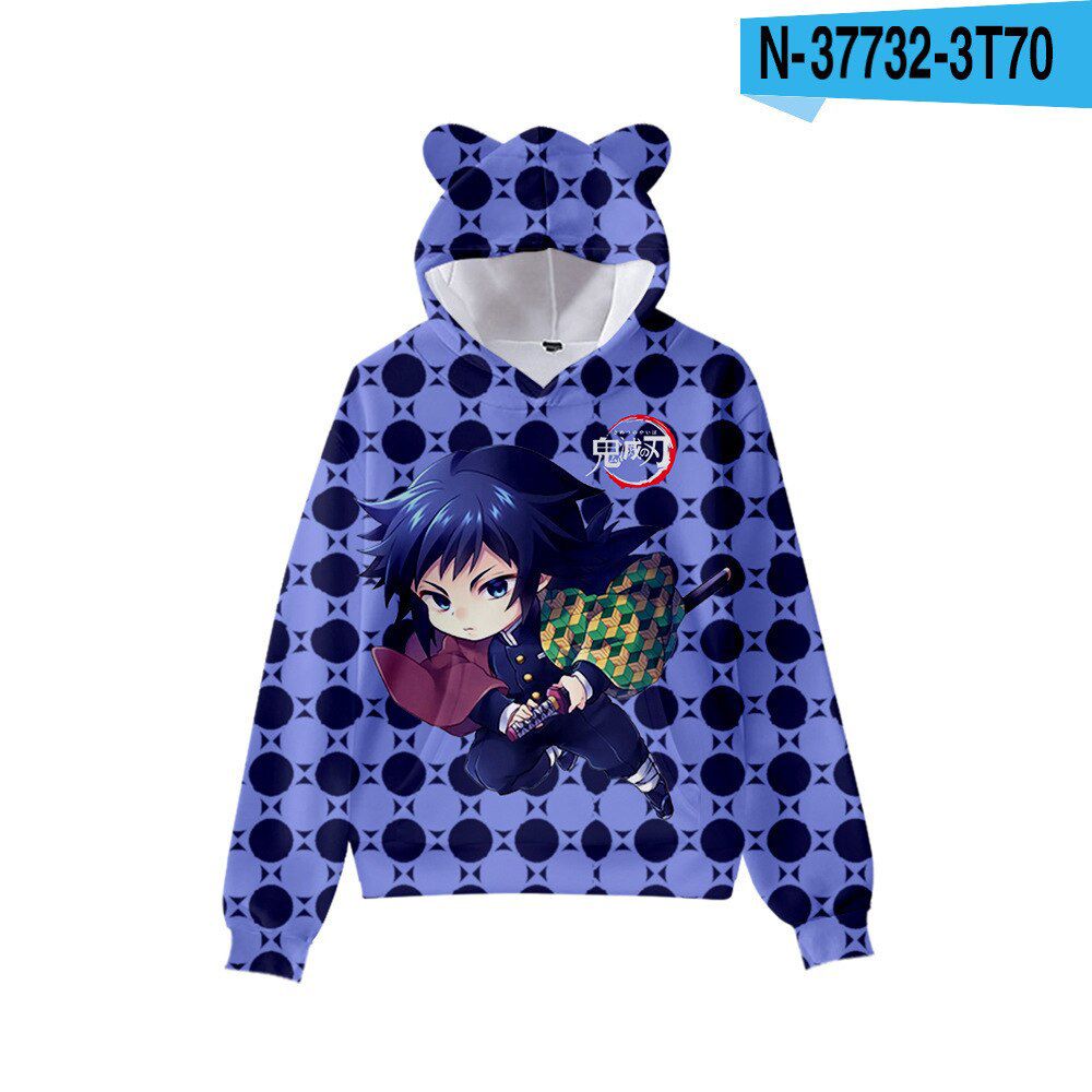 Anime Demon Slayer Men Hoodies Hooded  Ears y Cute Casual  Hop Boys/girls Harajuku Streetwear Demon Slayer Sweatshirt