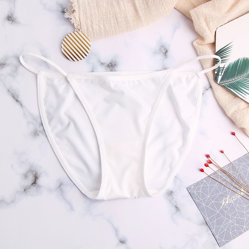 Ice Silk Panties for Women Girls' Seamless Underwear One String Girdle Intimates Cotton Crotch