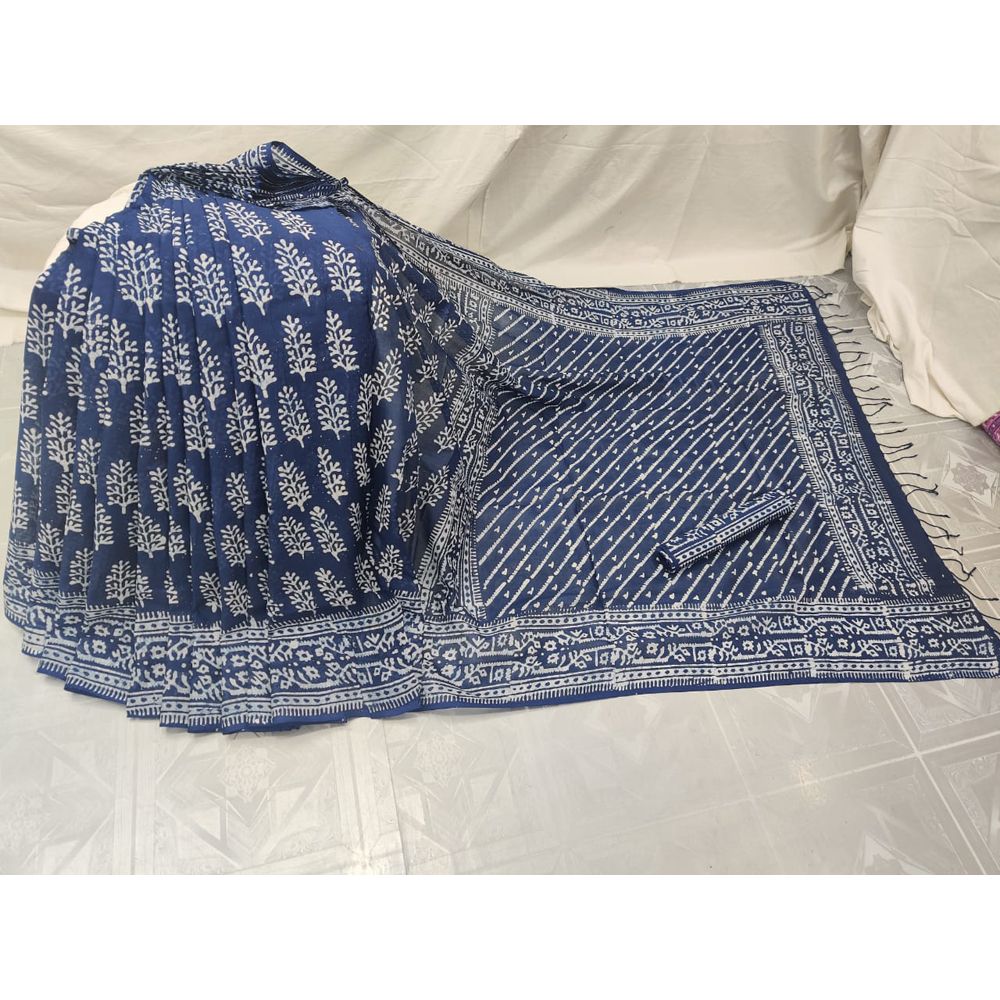 Cotton Batik Saree for Women with Blouse Piece