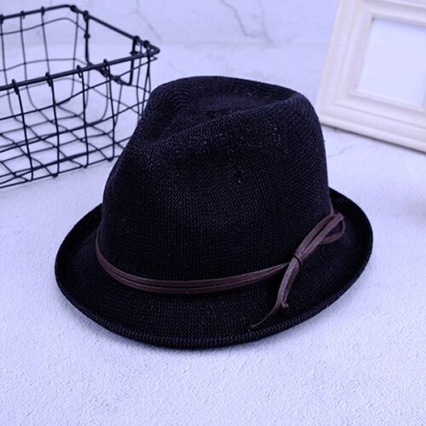 Summer Beach Sun Hats Sunscreen Straw Hat Men Women Mesh belt top Jazz Fedora Linen Curled Topper