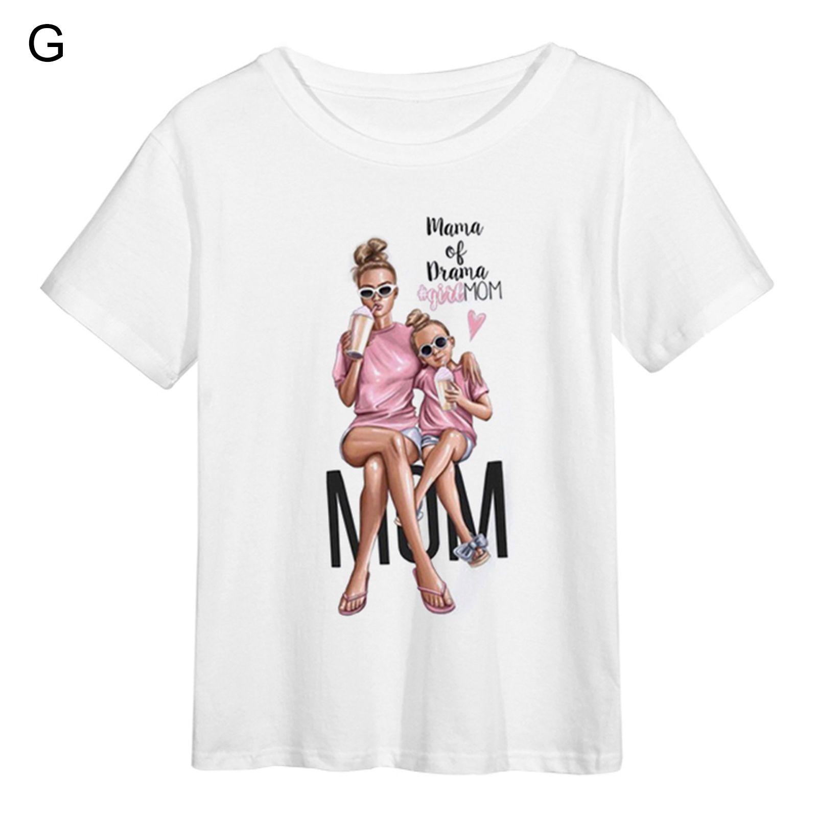 Women T-shirt Anti-deform Short Sleeve Mon Kids Pullover T-shirt