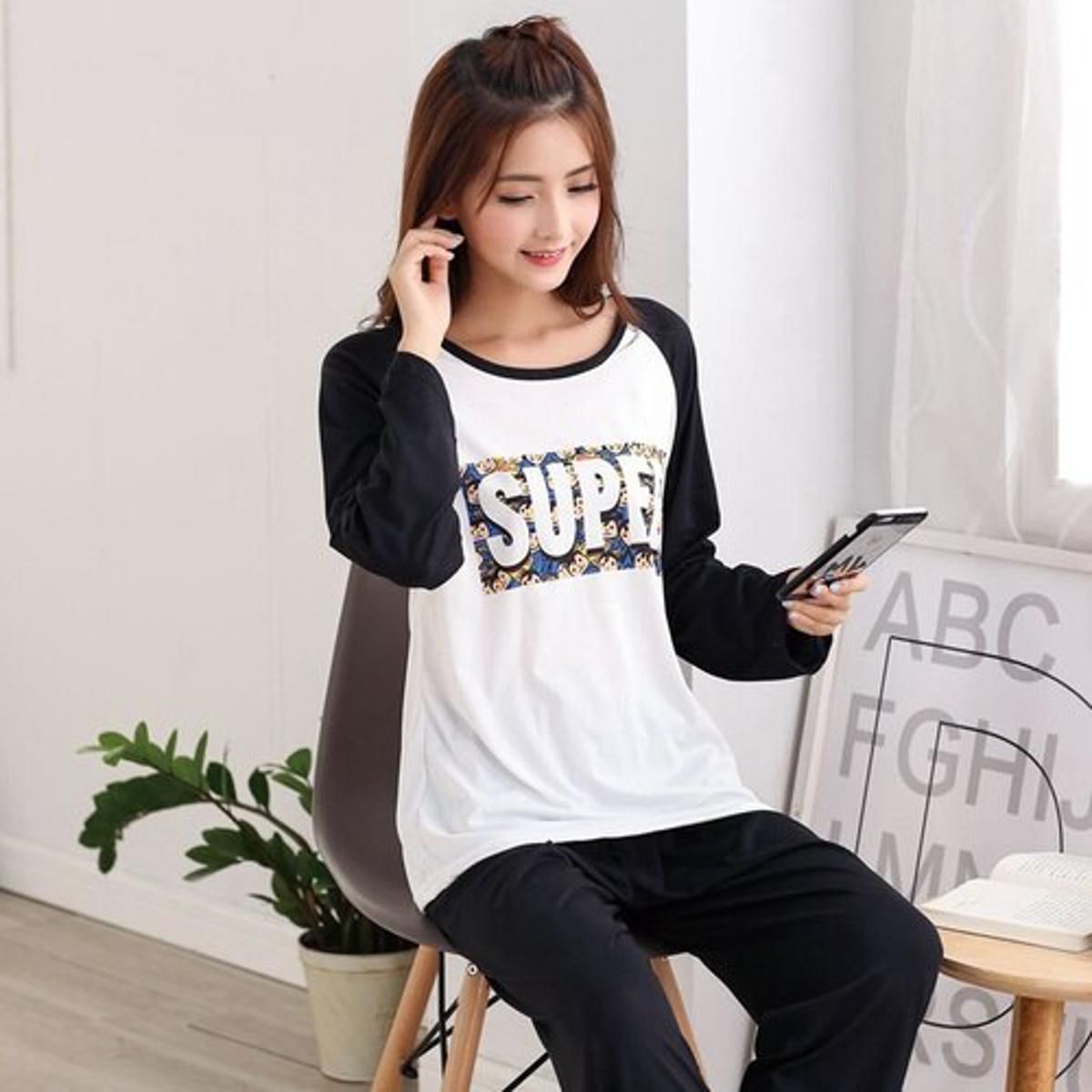 for women  home suit striped bunny Printed pyjamas fashion female Long Sleeve Cute pijama Autumn winter sleepwear set
