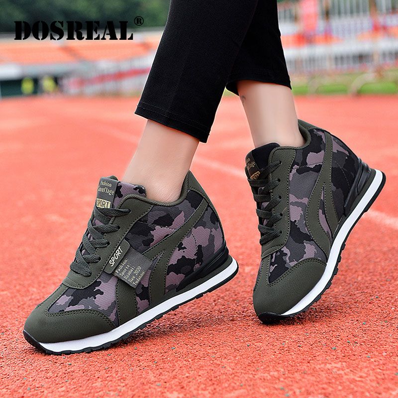 Canvas Women Sport Shoes Camo Height increase Korean Sneakers Walking Shoes For Women Lace Up Ladies Casual Running Women Shoes