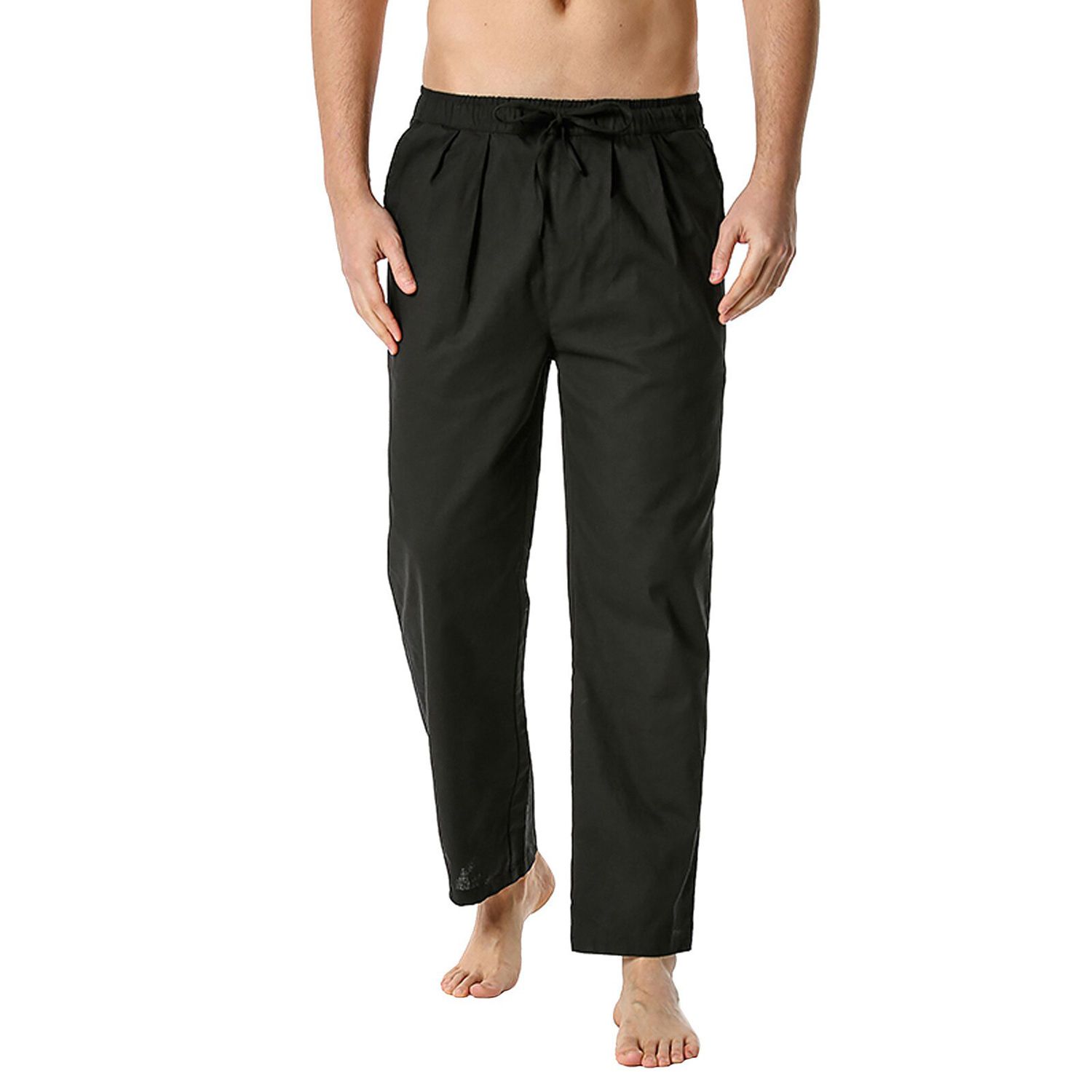 Men's Casual Pants Cotton-linen Loose Trousers Casual Lightweight Elastic Waist Pants Home Pants Streetwear