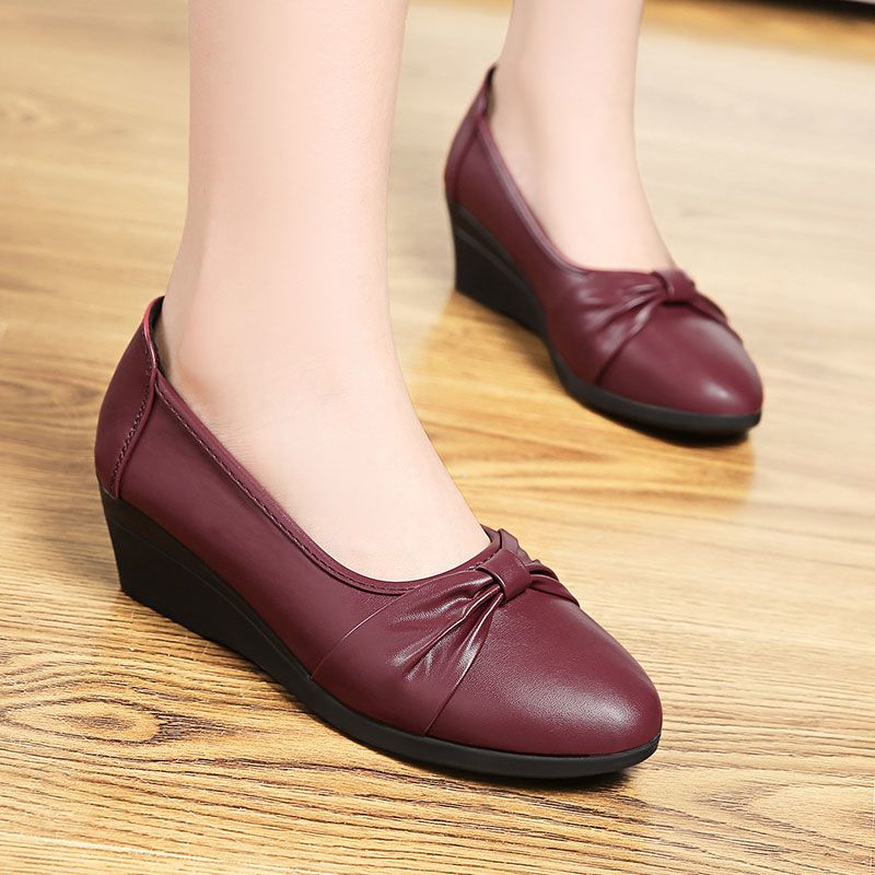 Women's Shoes Single Shoes Women's Casual Old-age Shoes Women's Soft-soled Non-slip Comfortable Pump Shoes Wedge Heel Work Shoes
