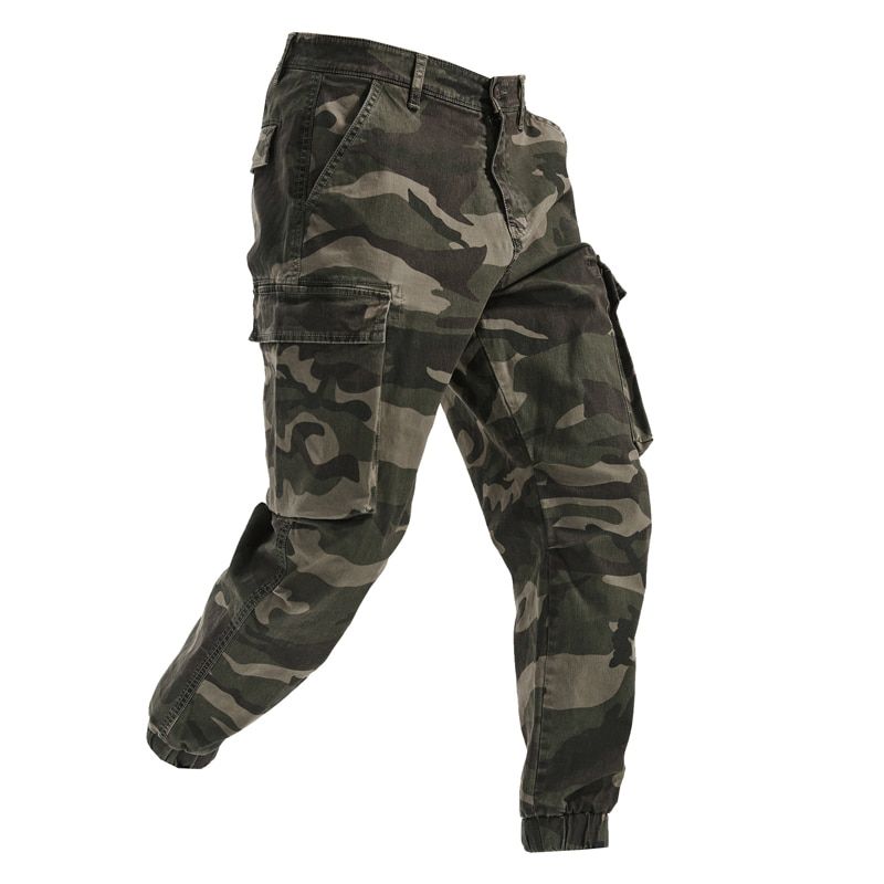 Streetwear army tactical pants washing loose army green camouflage beam cargo pants men casual Tooling beam pants 29-40