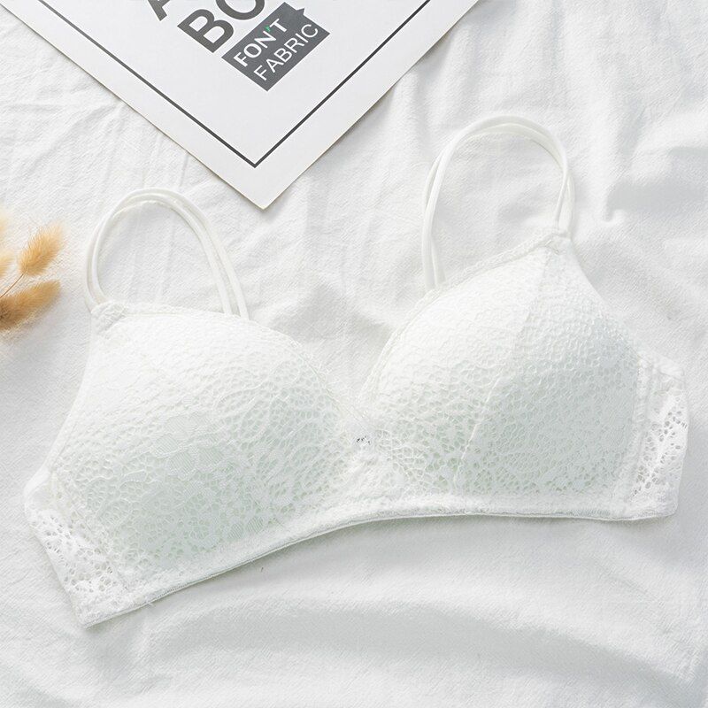 Women Bra  Lace Bralette Floral Wireless Bra Female Underwear A B Cup Lingeries Soft Solid Color Ultra-thin Brassiere