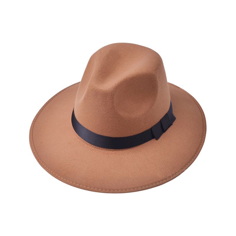 New Fashion Classic British Felt Fedora Hat For Women Men Spring Autumn Wide Brim Gentleman Jazz Cap