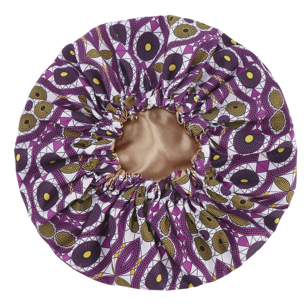 Women African Floral Print Satin Sleep Bath Caps Hair Care Bonnet Hats Head Wrap