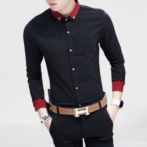 Black Cotton Long Sleeve Casual Shirt For Man by Icon Fashion BD