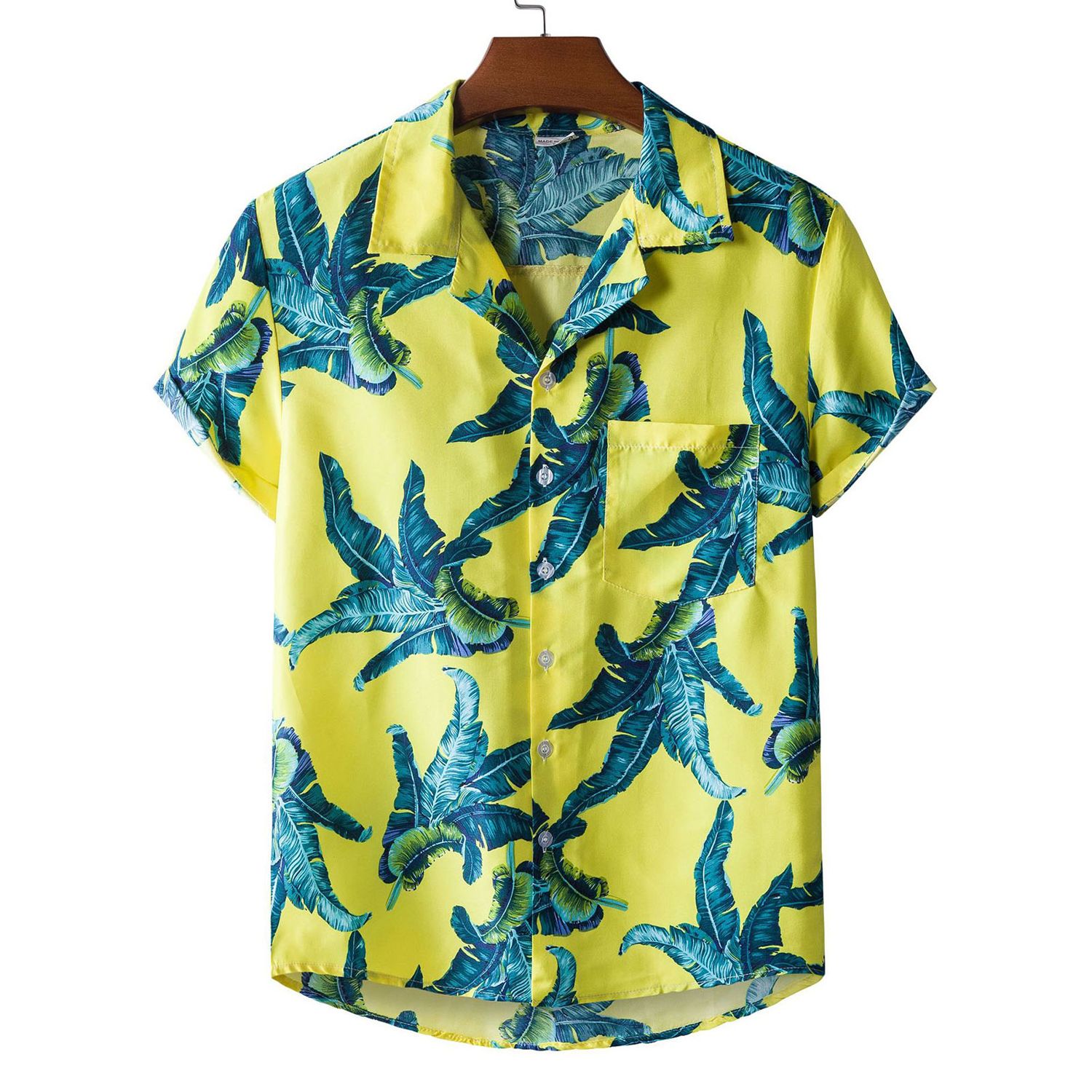 Summer Ethnic Style Print Short Sleeve Turndown Collar Button Men T-shirt Hawaiian Shirt