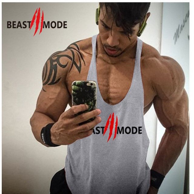 Brand Casual Fashion Workout TaTops Men Print Cotton Gym Training Vest Bodybuilding Undershirt Fitness Tops Sleeveless Shirt