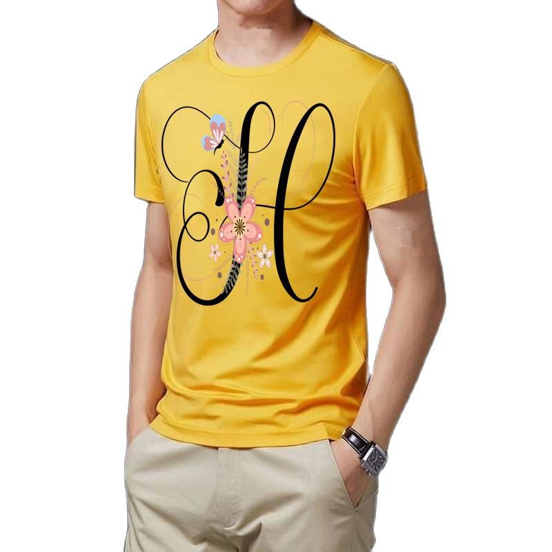 Floral Alphabet Letter "H" T-Shirt for Men's - T Shirt For Man