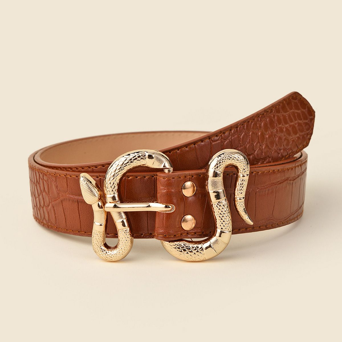 Loldeal 3.2x103cm Europe And America Creative Personalized Snake Belt Loop Women's Fashion Trendy Decorative Jeans Solid Color Belt Women