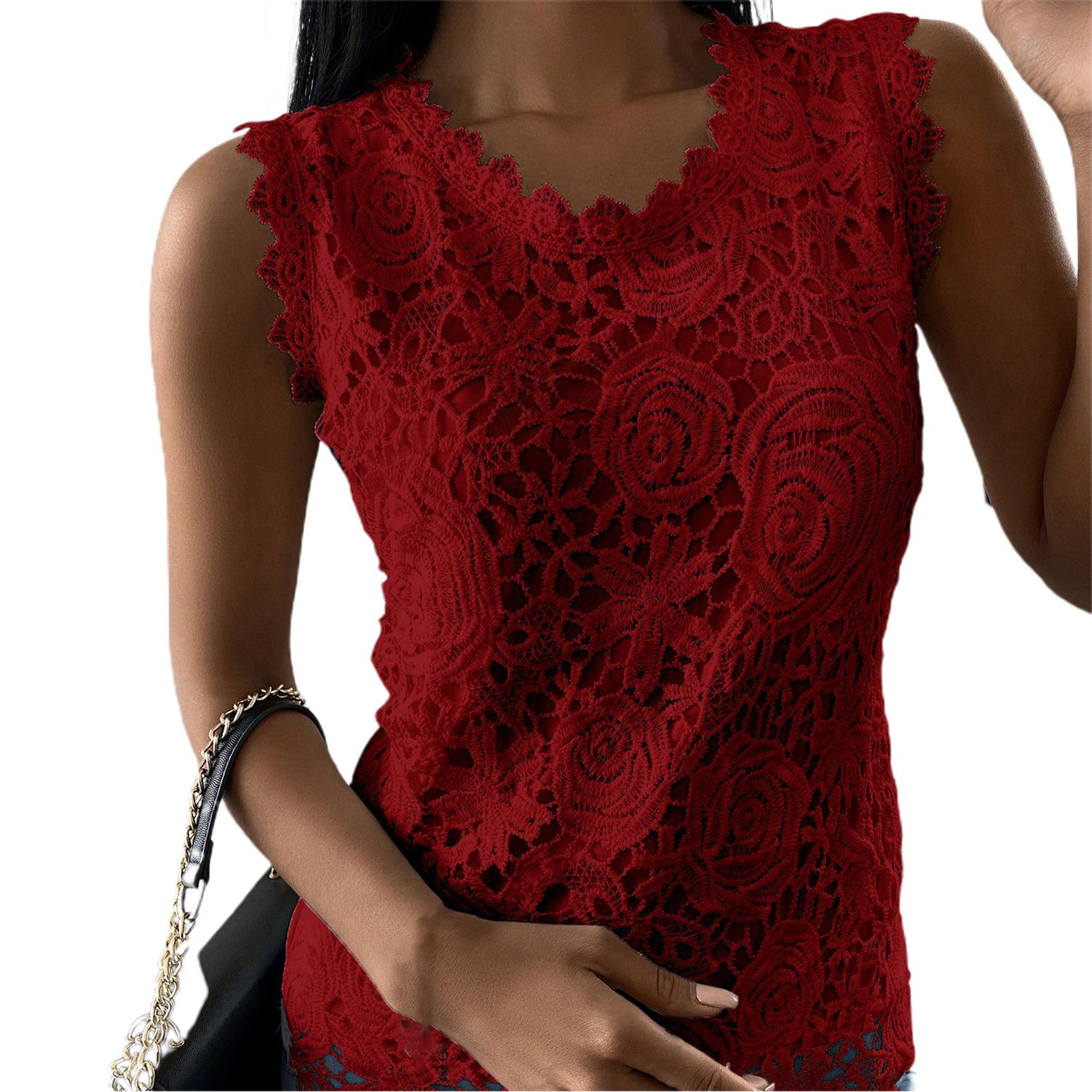 Women T-shirt Le Elegant Pure Color Vest Top
