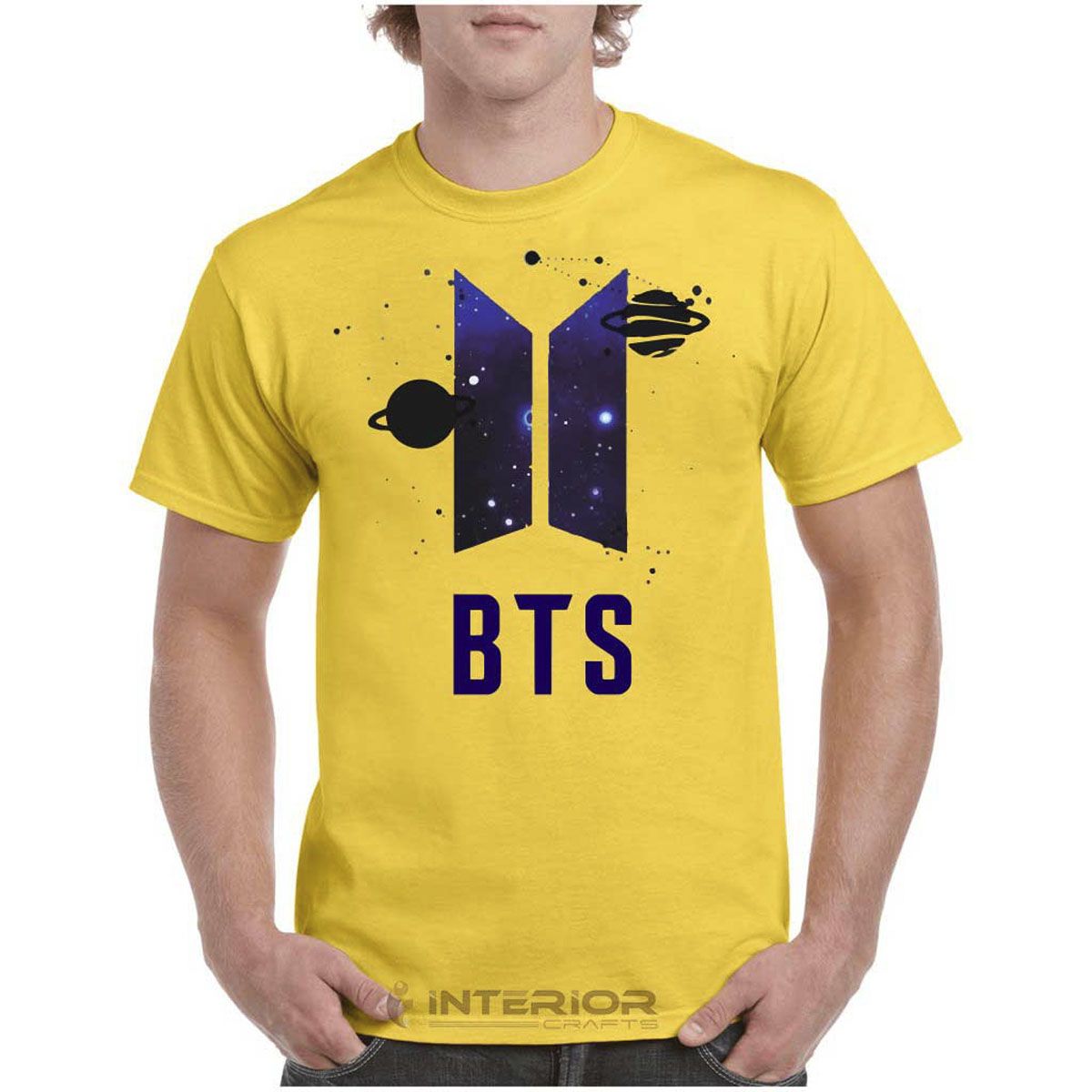 BTS LOGO Design Printed T-shirt Graphic Printed Half Sleeve Round Neck T-Shirt for Men