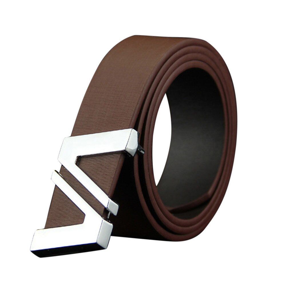 men's belt ремень мужской fashion solid color Fashion Mens Leather Smooth Girdle Buckle Waistband Leisure Belt