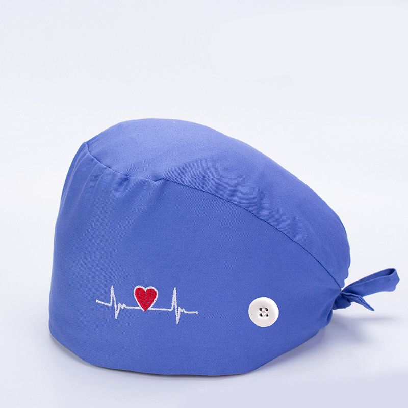 Cotton Operating Room Hat Sweat-absorbent Pet Work Hats Dental Store Breathable cotton adjustable Heart Cap