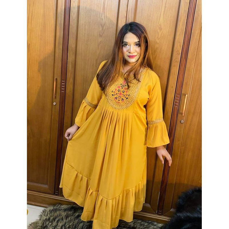Dimond Georgette Fashionable stitched long kurti for women and girls. kurti for girls. kurti. kurti for women. kurti dress. kurta