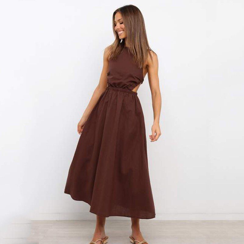 Summer Dress New Slip Black Backless Maxi Dress Vintage Elegant Woman Party Dress Princess Dress