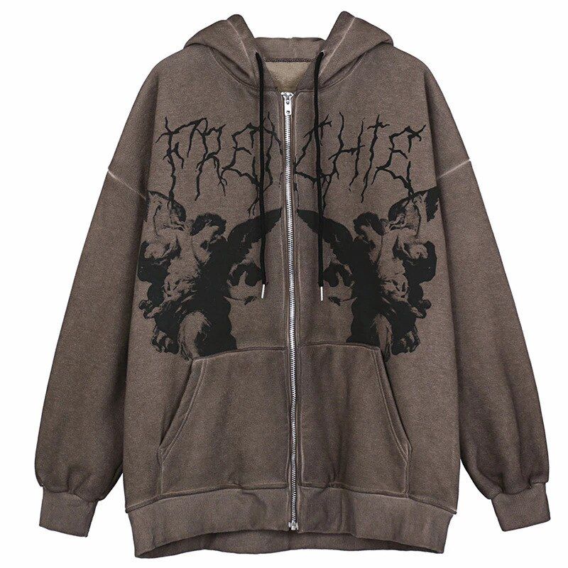 Men's Hoodies Sweatshirt With Hood Male Streetwear Long Sleeve Harajuku Hoody Angel  Autumn Winter Oversized Hoodie For Man