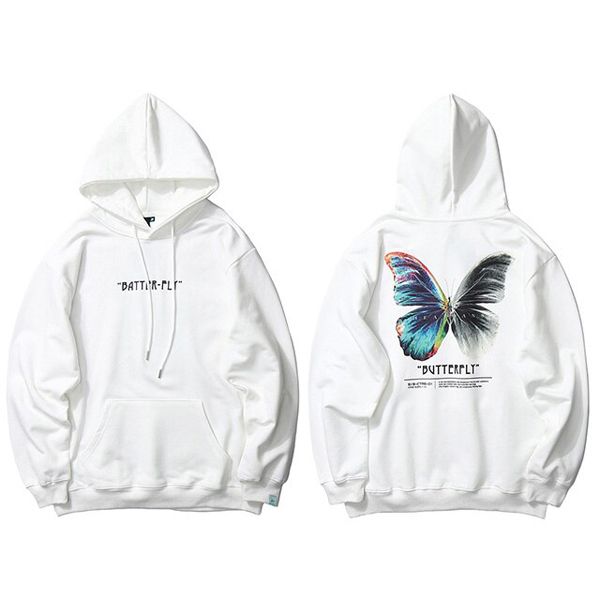 Men  Hop Sweatshirt Hoodie Color erfly Streetwear Harajuku Pullover Hoodie Cotton Fleece Winter Autumn Black Hoodie