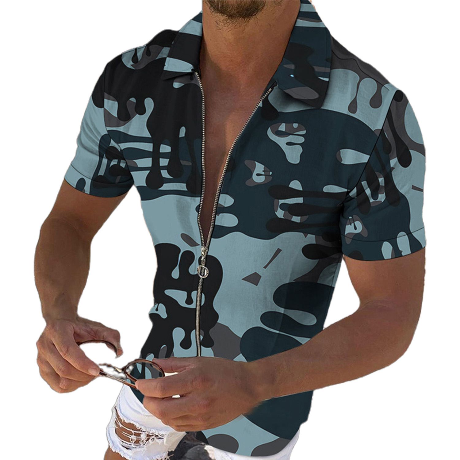 Man Polos Loose Fit Men Fashion Summer 3D Printed Beh Shirt