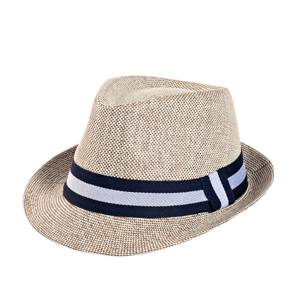 SHOWERSMILE Grey Jazz Hat Men Classic Patchwork Fedora Hats Male British Style Brand 2021 Summer Outdoor Bucket Hats And Caps-One Size 58 cm