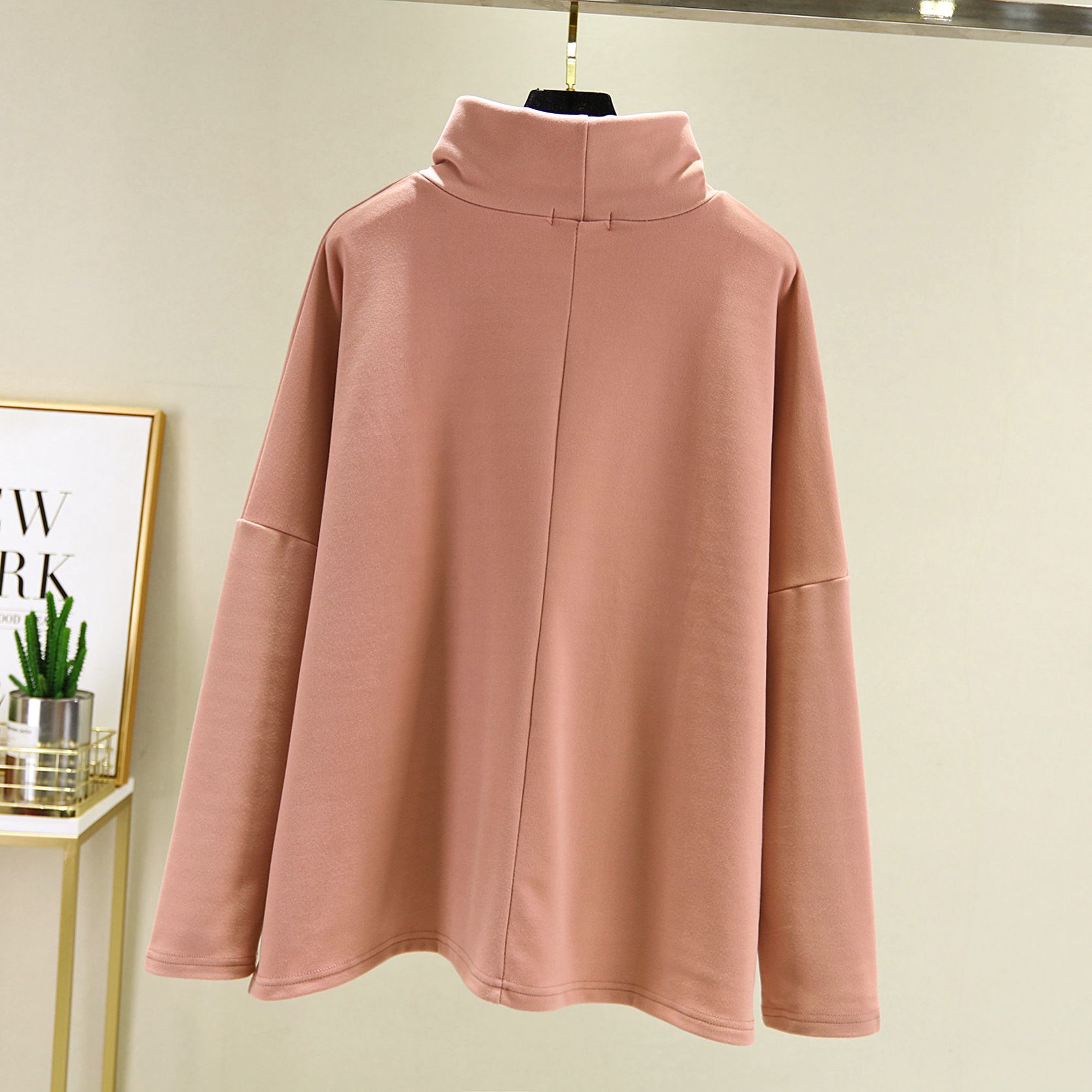 Yfashion Women's Shirt Loose Warmth High-neck All-match Long-sleeve Double-sided erman Velvet Bottoming  Shirt color