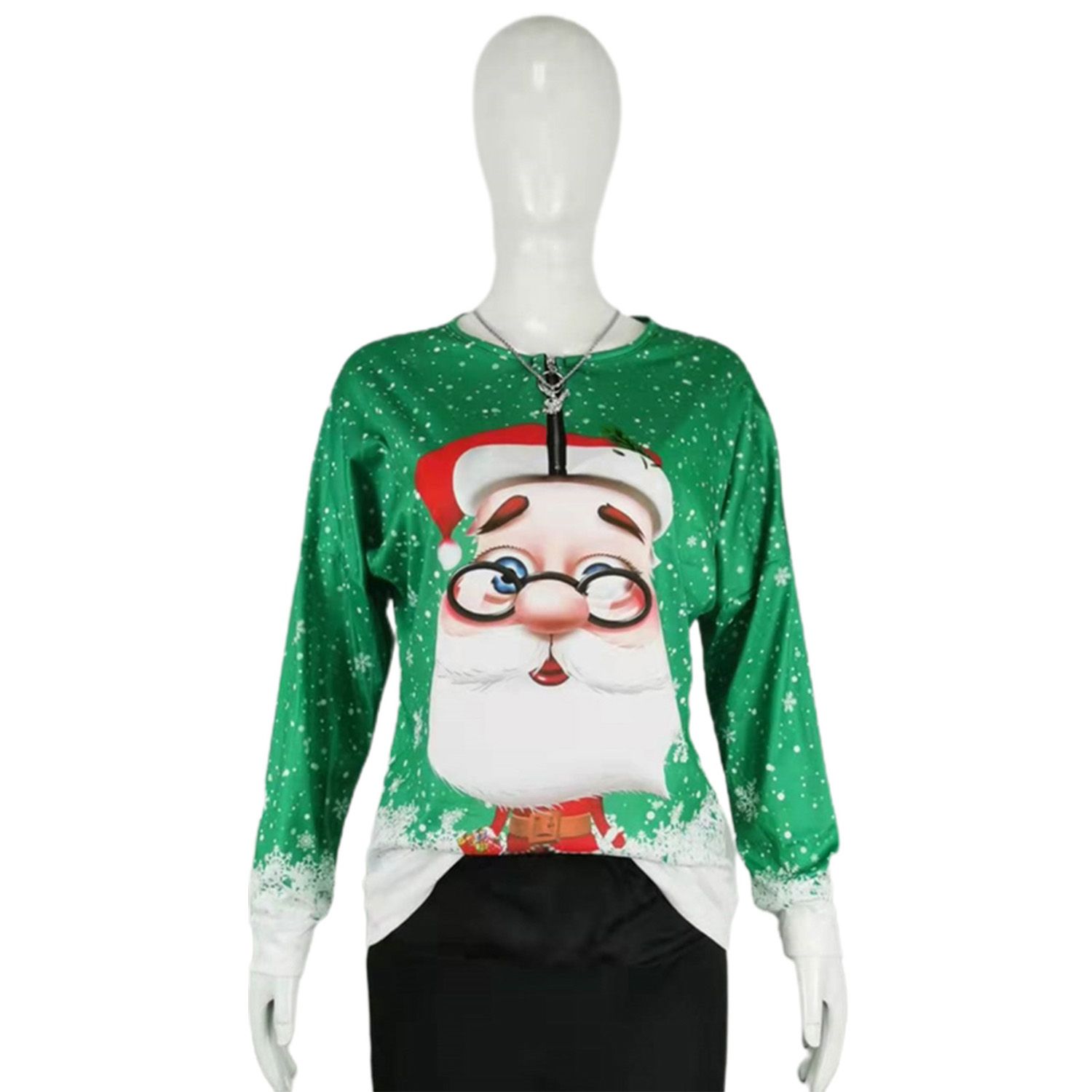 X Blouse Zipper Neck X Snowflake Print Women Blouse