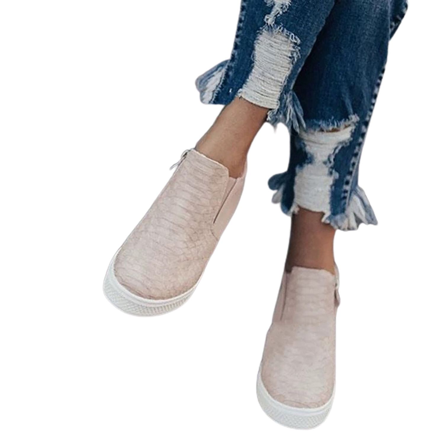 Women Casual Wedge-soled Shoes Slip-on Elastic Band Zipper Booties Ankle Boots