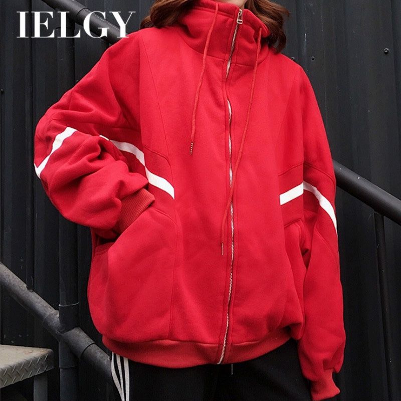 IELGY Women's Jacket Turtleneck Loose Casual Ladies Sweatshirt Zip Cardigan Bat Sleeve Jacket Top