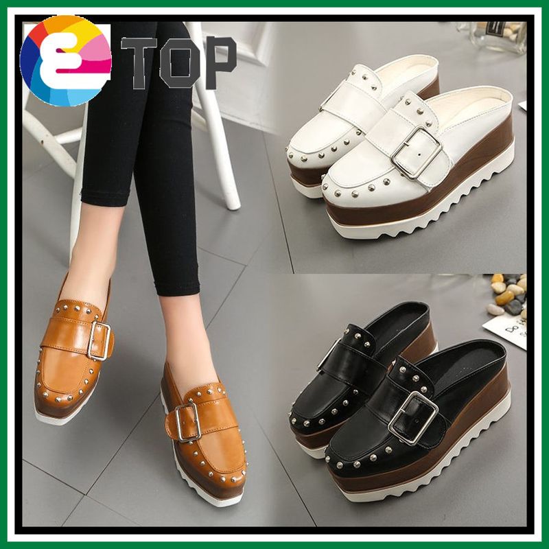 Fashion Flat Mules Slippers Beautiful 2.75 Inches Wedge Sandals For Women (Size 35-39)