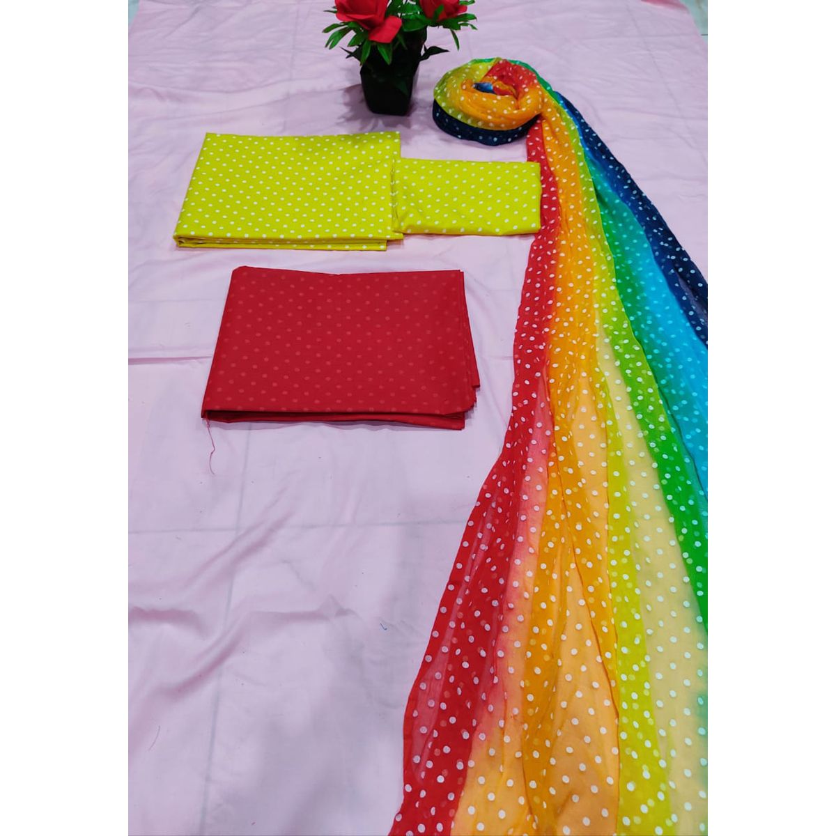 রংধনু এ্যাম্বুস কটন থ্রি পিছ-Rongdhonu cottonThree Piece [3 Piece] For Women