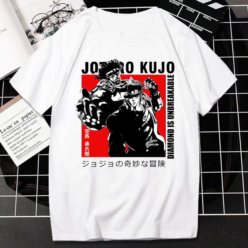 Jojo Bizarre Adventure Anime Tshirt Men Cool Print Tee Harajuku Japan Manga Streetwear Uni Oversized T-shirt Camisetas Custom