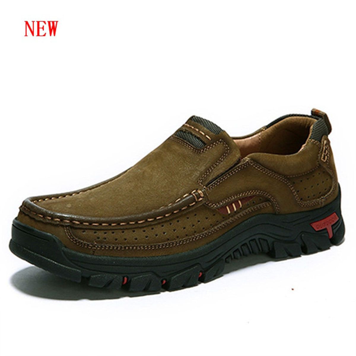 New Men's shoes 100% Leather Casual Shoes Waterproof Work Shoes Cow Leather Loafers Plus Size 38-48