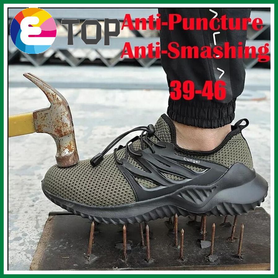 Men's Steel Toe Work Safety Shoes Casual Breathable Outdoor Sneakers Puncture Proof Boots Comfortable Industrial Shoes for Men