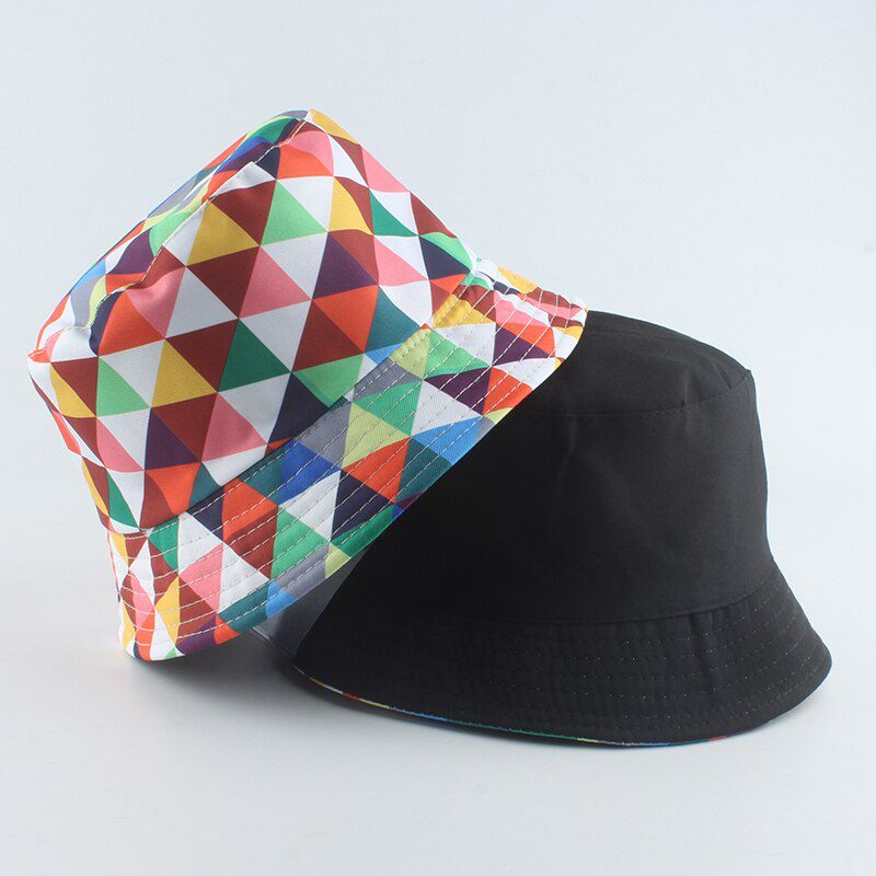 2020 Brand Black Plaid Check Bucket Hats Fishing Caps Women Mens Reversible Hat