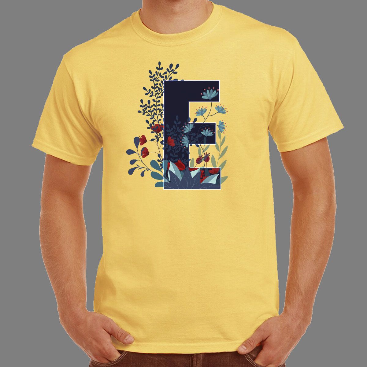 Yellow Synthetic Alphabet T-shirt A to M