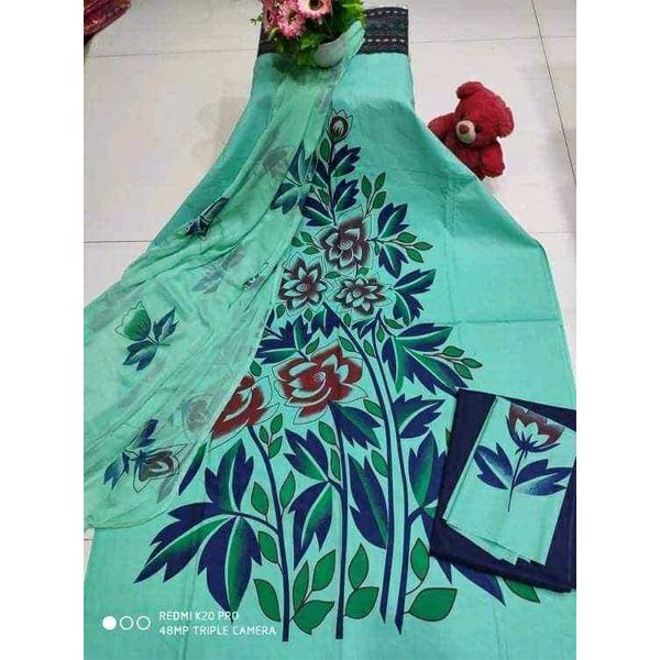 স্কিন প্রিন্ট বডি থ্রি পিচ-Block print Cotton Three Piece [3 Piece] [fashion house] For Women[fashion house]