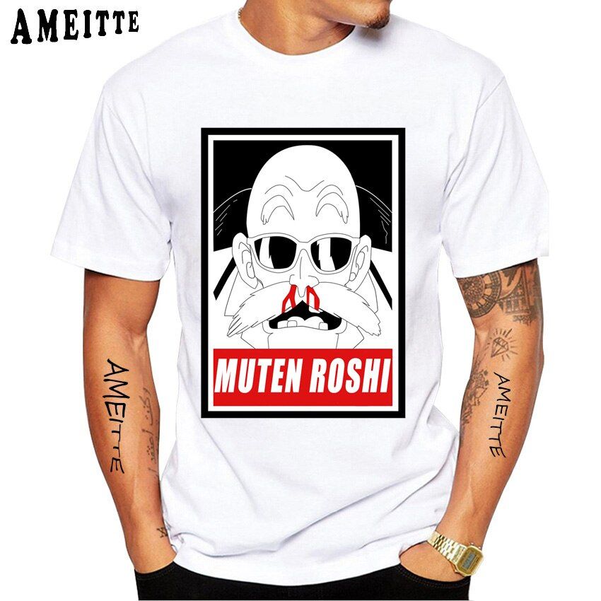 Jn Comics Vulgar Maestro Roshi And Bulma Classic Otaku T-Shirt Summer Men Short Sleeve White Casual Tops Hop Bad Boy Tees