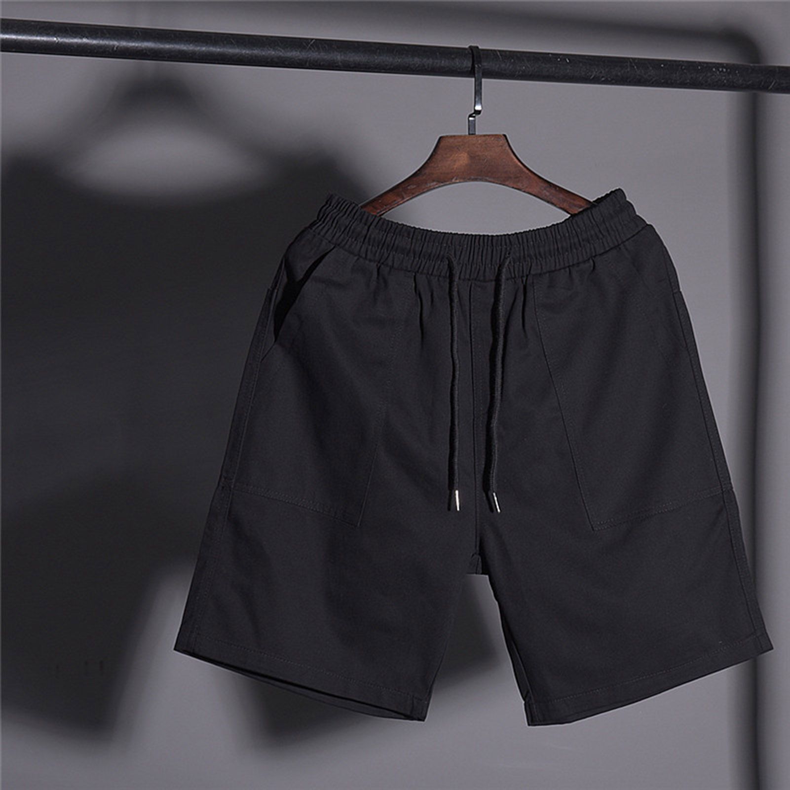 Short Trousers Solid Color Straight Knee Length Pants