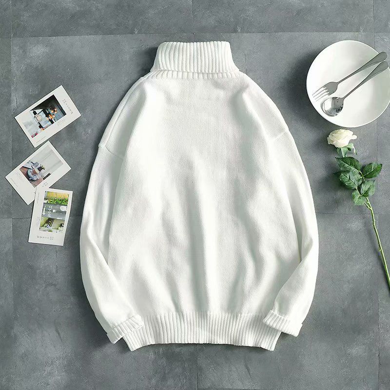 Korean version of chic base solid color shirt turtleneck bottoming shirt men and women take men and women winter Slim thick warm sweater