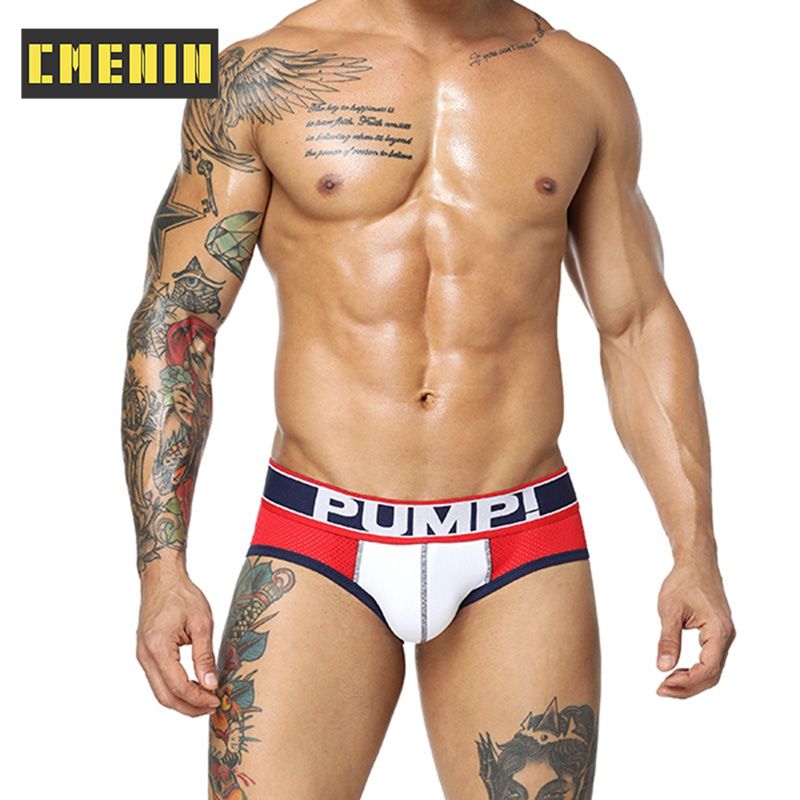 CMENIN Soft (1 Pieces) PUMP Tight Polyester  Underwear Men Jockstrap Briefs  Men Underpants Male Panties Letter Mens Innerwear H389
