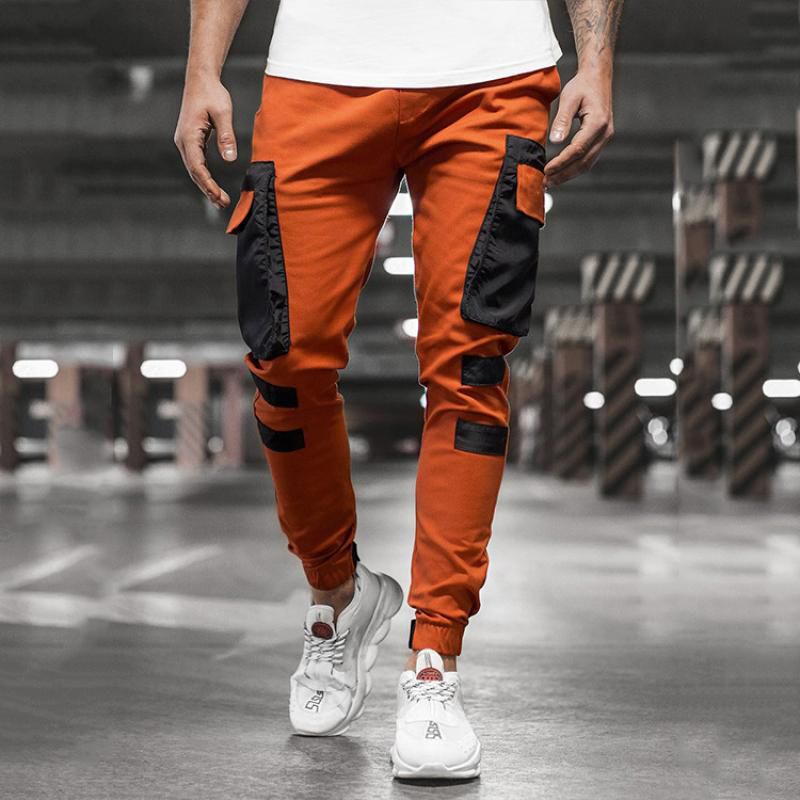 Scione Men's Cargo Pants Casual Patchwork Joggers Trousers For Men Kan Fashion  Hop Punk Loose Pants Streetwear