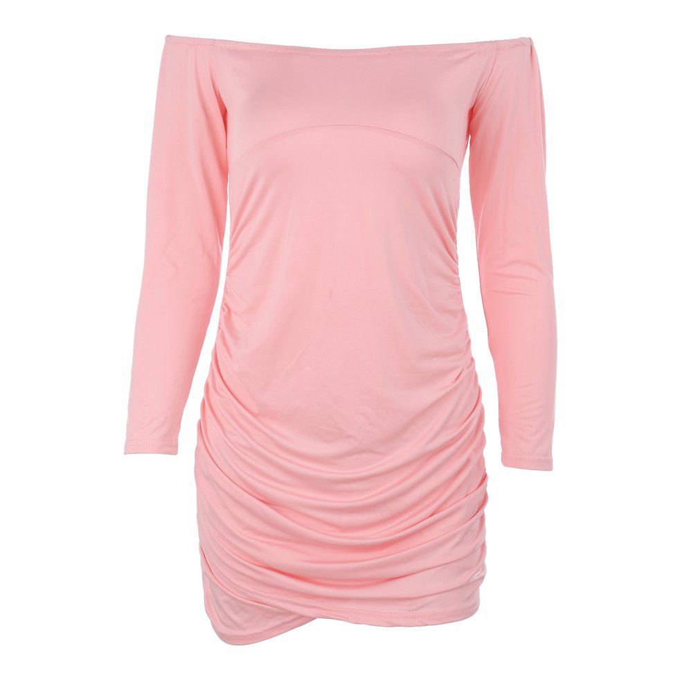 Fashion Women Dress Pleat Design  Slash-neck  Slimming Dress