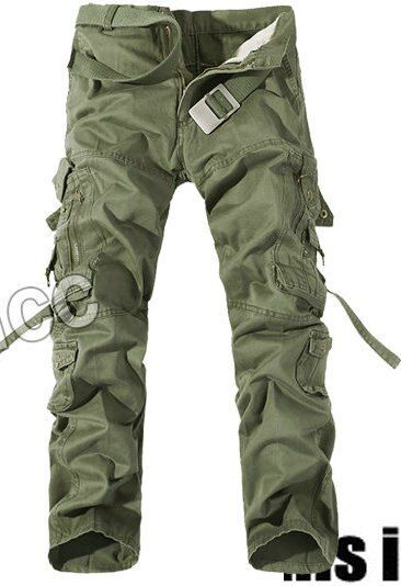 Top Fashion  Cotton Cargo Pants Men Multi-Pocket Solid Plus Size Trousers Men  (Asian Size 28-42)