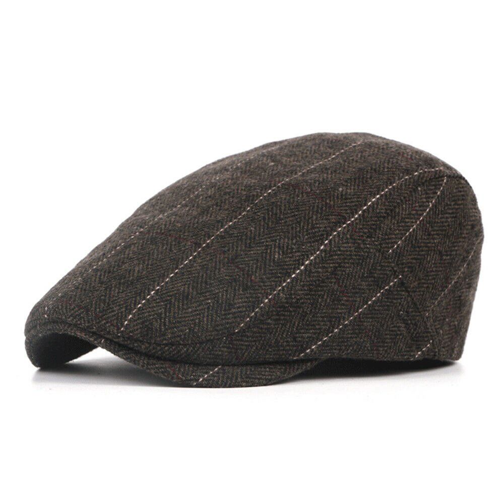 Meihuida Men Casual Solid Newsboy Driver Hats Plaid Cap Ivy Hat Golf Driving Flat Cabbies
