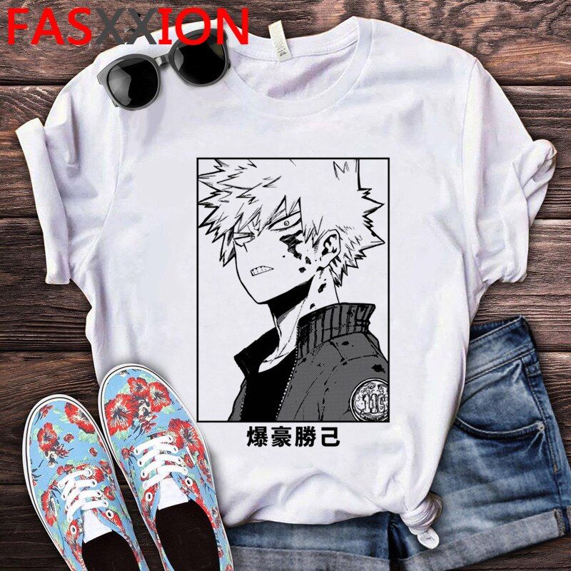 My Hero Academia Bakugou Graphic T Shirt Men Todoroki Boku No Hero Academia T-shirt 90s Anime Himiko Toga Tshirt Tops Tees Male