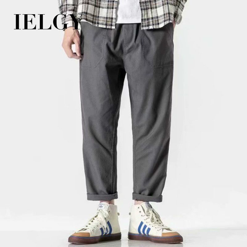 IELGY boys straight nine-point pants trendy brand ins loose wide-leg elastic waist pants Korean version of the trend of wild leisure